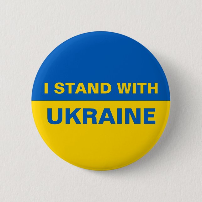 Ich stehe mit ukrainischer Flagge Button (Vorderseite)