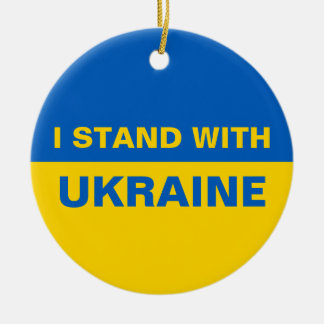 Ich stehe mit ukrainischer Flagge Keramik Ornament
