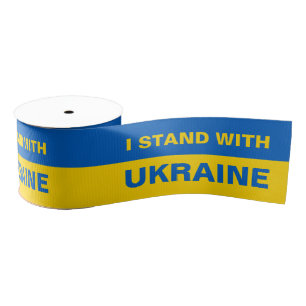 Ich stehe mit ukrainischer Flagge Ripsband