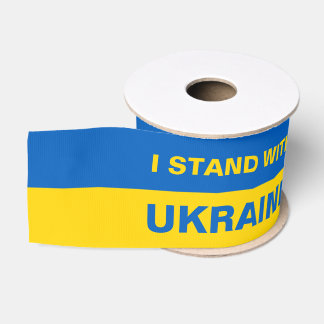 Ich stehe mit ukrainischer Flagge Ripsband