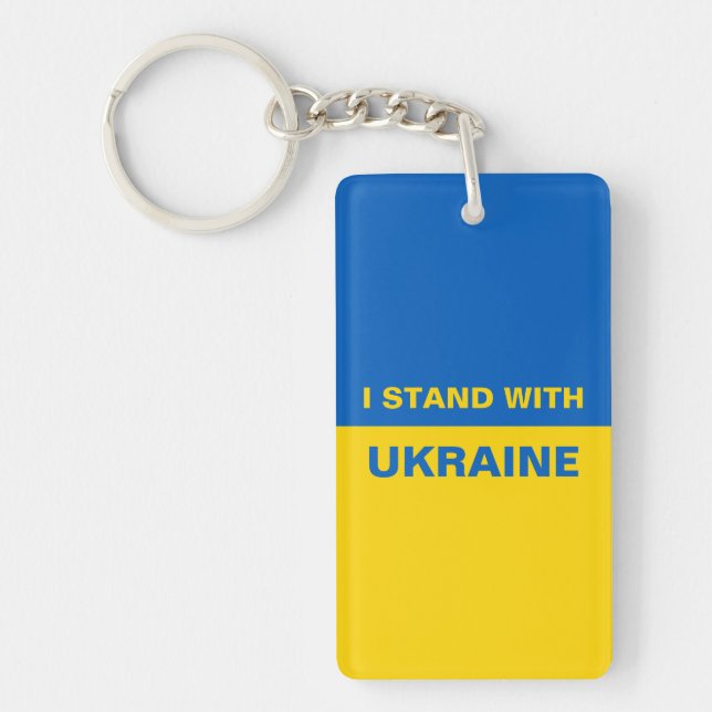 Ich stehe mit ukrainischer Flagge Schlüsselanhänger (Vorderseite)