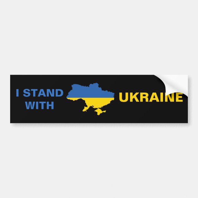 Ich stehe mit ukrainischer Flagge und Karte Autoaufkleber (Vorne)