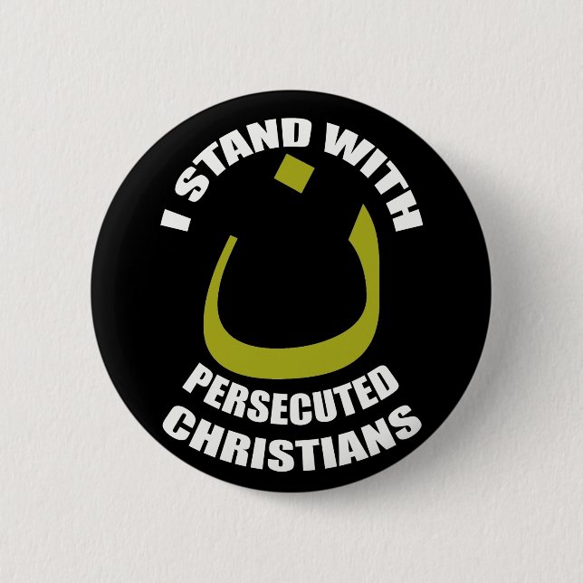 Ich stehe mit verfolgter Christ-Arabisch-Nonne Button (Vorderseite)