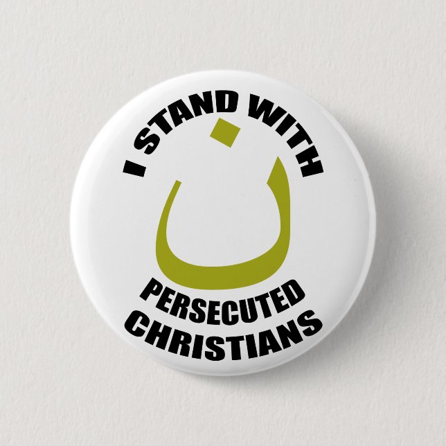 Ich stehe mit verfolgter Christ-Arabisch-Nonne Button (Vorderseite)