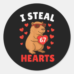 Ich stehle 67 Herzen Valentinstag 67 Meme 6 7 Capy Runder Aufkleber