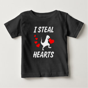Ich stehle Dinosaurier-Valentinstag Jungen der Baby T-shirt