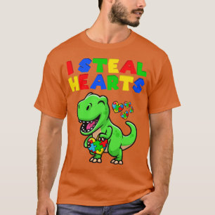 Ich stehle Herz Autismus Bewusstsein Puzzle T Rex T-Shirt