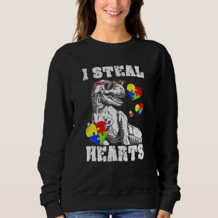 Ich stehle Herz Dino Trex Autismus Bewusstsein Kle Sweatshirt