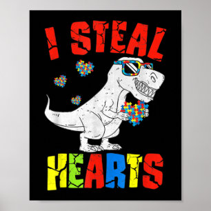 Ich stehle Herz Dinosaur Autismus Bewusstsein Klei Poster
