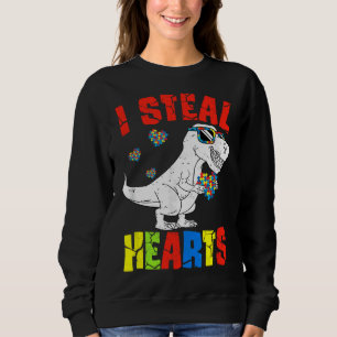 Ich stehle Herz Dinosaur Autismus Bewusstsein Klei Sweatshirt
