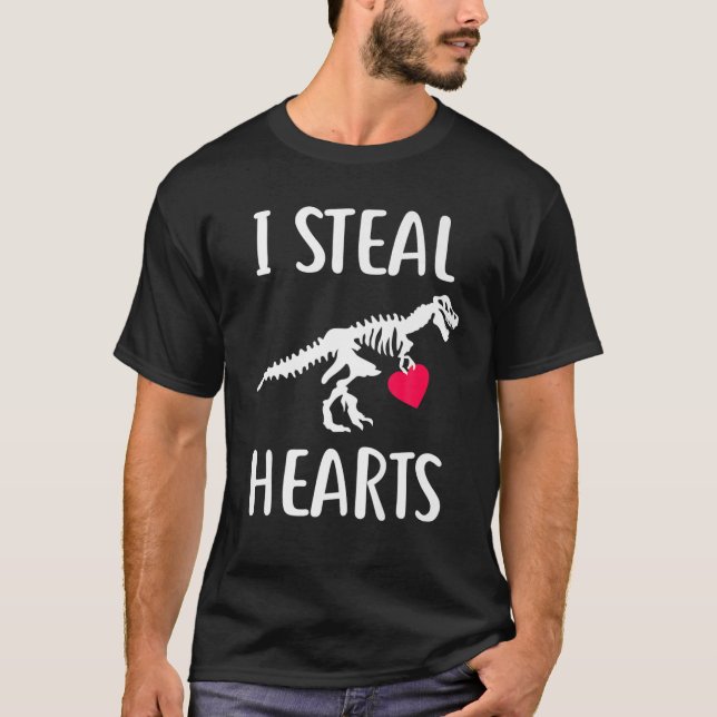 Ich stehle Herz Dinosaur liebt T Rex Valentines Da T-Shirt (Vorderseite)