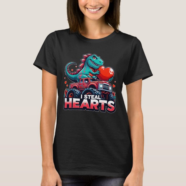 Ich stehle Herz Dinosaurier Valentine 2024 T-Shirt (Vorderseite)