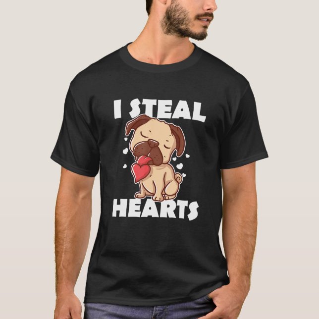 Ich stehle Herz Mops Dog Design Mops Eigentümer ic T-Shirt (Vorderseite)