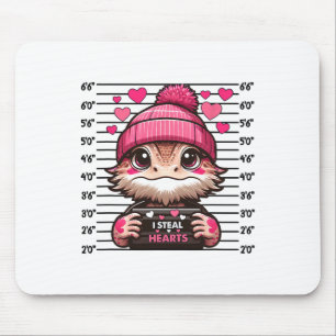 Ich stehle Herz Niedlich Bartdrache Mugshot Valent Mousepad