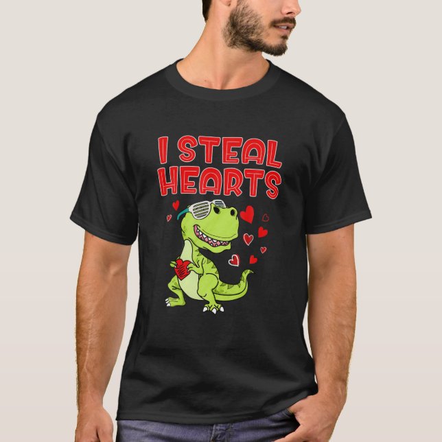 Ich stehle Herz Niedlich T Rex Dino Valentine's Da T-Shirt (Vorderseite)
