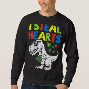 Ich stehle Herz Puzzle Autismus Bewusstsein T Rex Sweatshirt