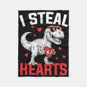Ich stehle Herzen 67 Meme Valentinstag Dinosaurier Fleecedecke
