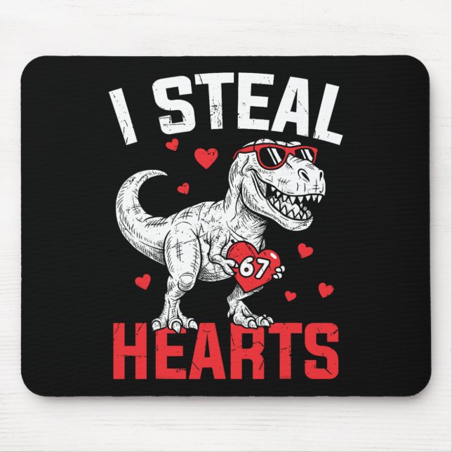 Ich stehle Herzen 67 Meme Valentinstag Dinosaurier Mousepad (Vorne)