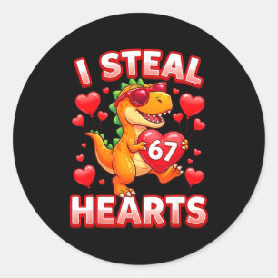 Ich stehle Herzen 67 Trex Kids Valentins Meme Six Runder Aufkleber