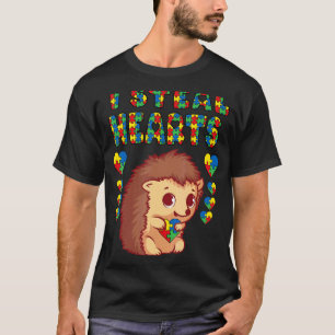 Ich stehle Herzen Autismus-Bewusstsein Igel-Puzzle T-Shirt