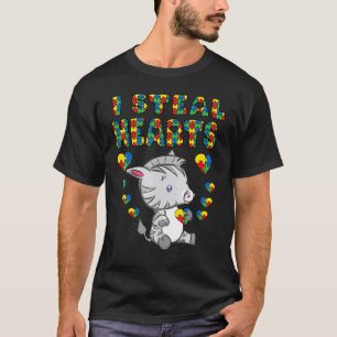 Ich stehle Herzen Autismus-Bewusstsein Zebra-Puzzl T-Shirt