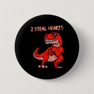 Ich stehle Herzen Dinosaurier Trex Dino Liebe Vale Button