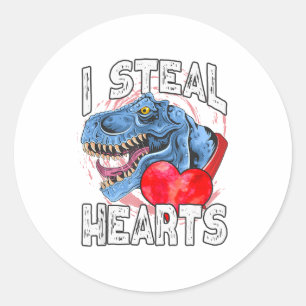 Ich stehle Herzen Dinosaurier Valentinstag T Rex L Runder Aufkleber