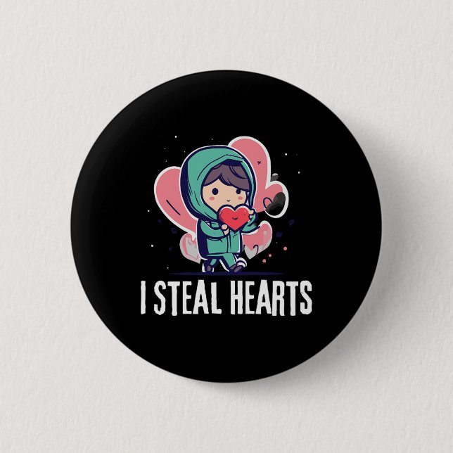 Ich stehle Herzen Lustiger Valentinstag Kinder ste Button (Vorderseite)