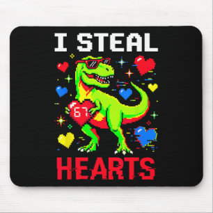 Ich stehle Herzen Pixel Dinosaurier Gamer Valentin Mousepad