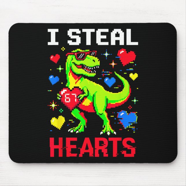 Ich stehle Herzen Pixel Dinosaurier Gamer Valentin Mousepad (Vorne)