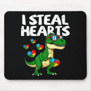 Ich stehle Herzen T-Rex Puzzle Autismus-Bewusstsei Mousepad