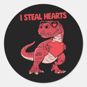 Ich stehle Herzen Trex Dinosaur Gles Valentinstag Runder Aufkleber