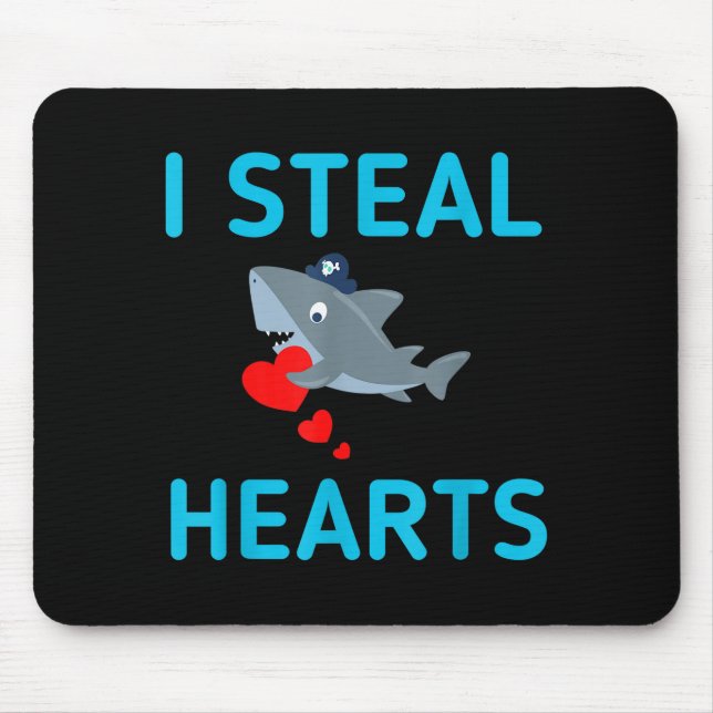 Ich stehle Herzen Valentinstag Hai  Mousepad (Vorne)