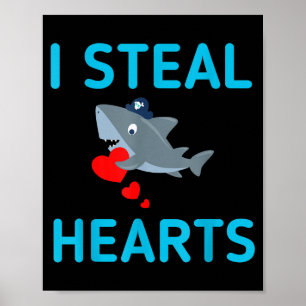 Ich stehle Herzen Valentinstag Hai Poster