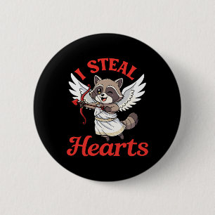 Ich stehle Herzen Waschbär Cupid Valentinstag Lust Button