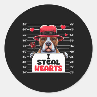 Ich stehle Niedlich Hearts Valentine's Day Pit Bul Runder Aufkleber