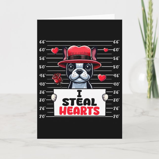 Ich stehle süße Herzen Valentinstag Boston Terrier Karte (Vorderseite)