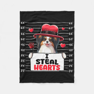 Ich stehle süße Herzen Valentinstag Papillon Hund Fleecedecke