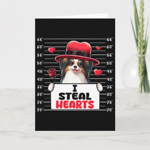 Ich stehle süße Herzen Valentinstag Papillon Hund  Karte