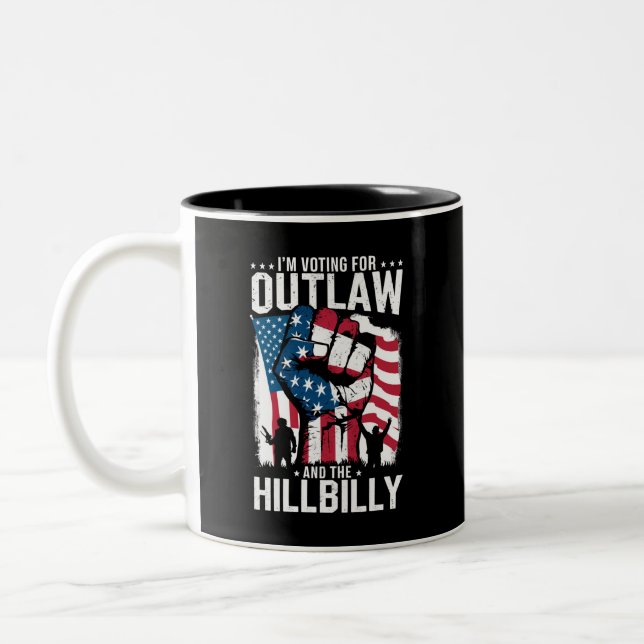 Ich stimme für das Gesetz und den Hillbilly 2024 Zweifarbige Tasse (Links)