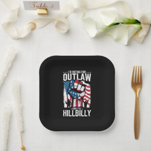 Ich stimme für den Outlaw und den Hillbilly 2024 Pappteller