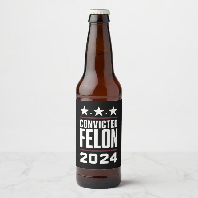 Ich stimme für den verurteilten Felon Pro Trump 20 Bierflaschenetikett (Vorderseite)