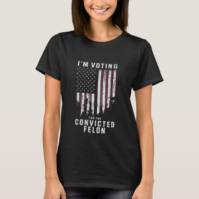 Ich stimme für den verurteilten Felon Pro Trump 20 T-Shirt (Vorderseite)