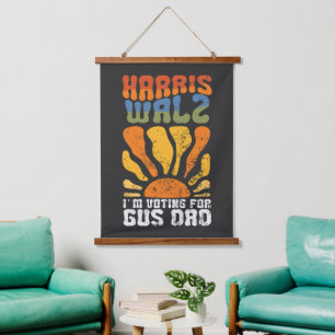 Ich stimme für die Wahl von Gus Vater Harris Walz Wandteppich Mit Holzrahmen