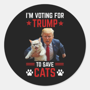 Ich stimme für Trump, um Katzen, die Trump 2024 wä Runder Aufkleber