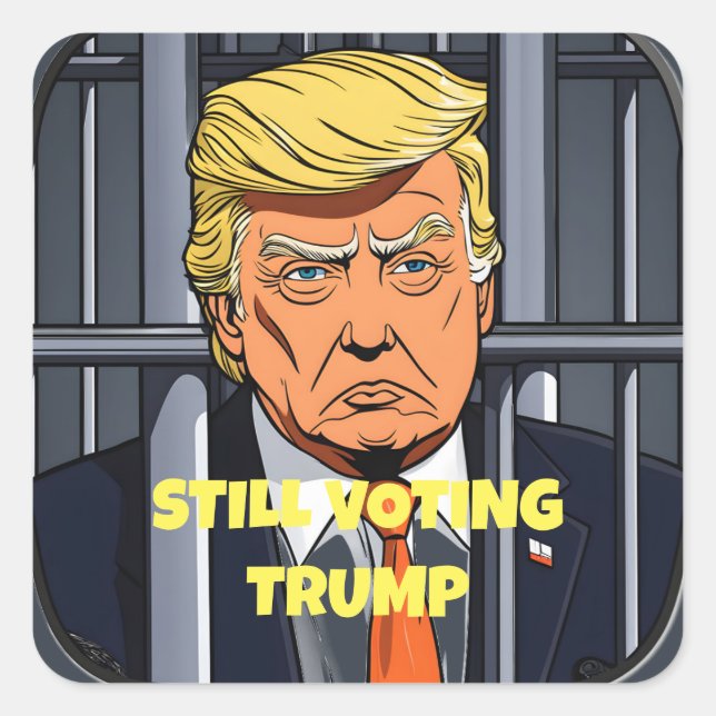 Ich stimme immer noch für Trump Quadratischer Aufkleber (Vorderseite)