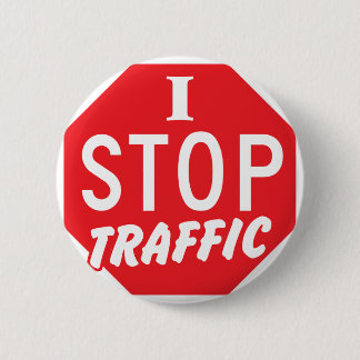 ICH STOPPE Verkehr mit einem roten Stoppschild Button