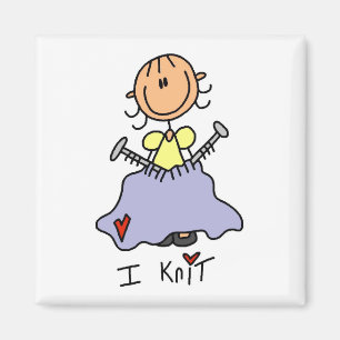 Ich stricke Stick Figure T-Shirts und Geschenke Magnet