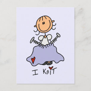 Ich stricke Stick Figure T-Shirts und Geschenke Postkarte