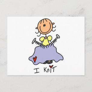 Ich stricke Stick Figure T-Shirts und Geschenke Postkarte